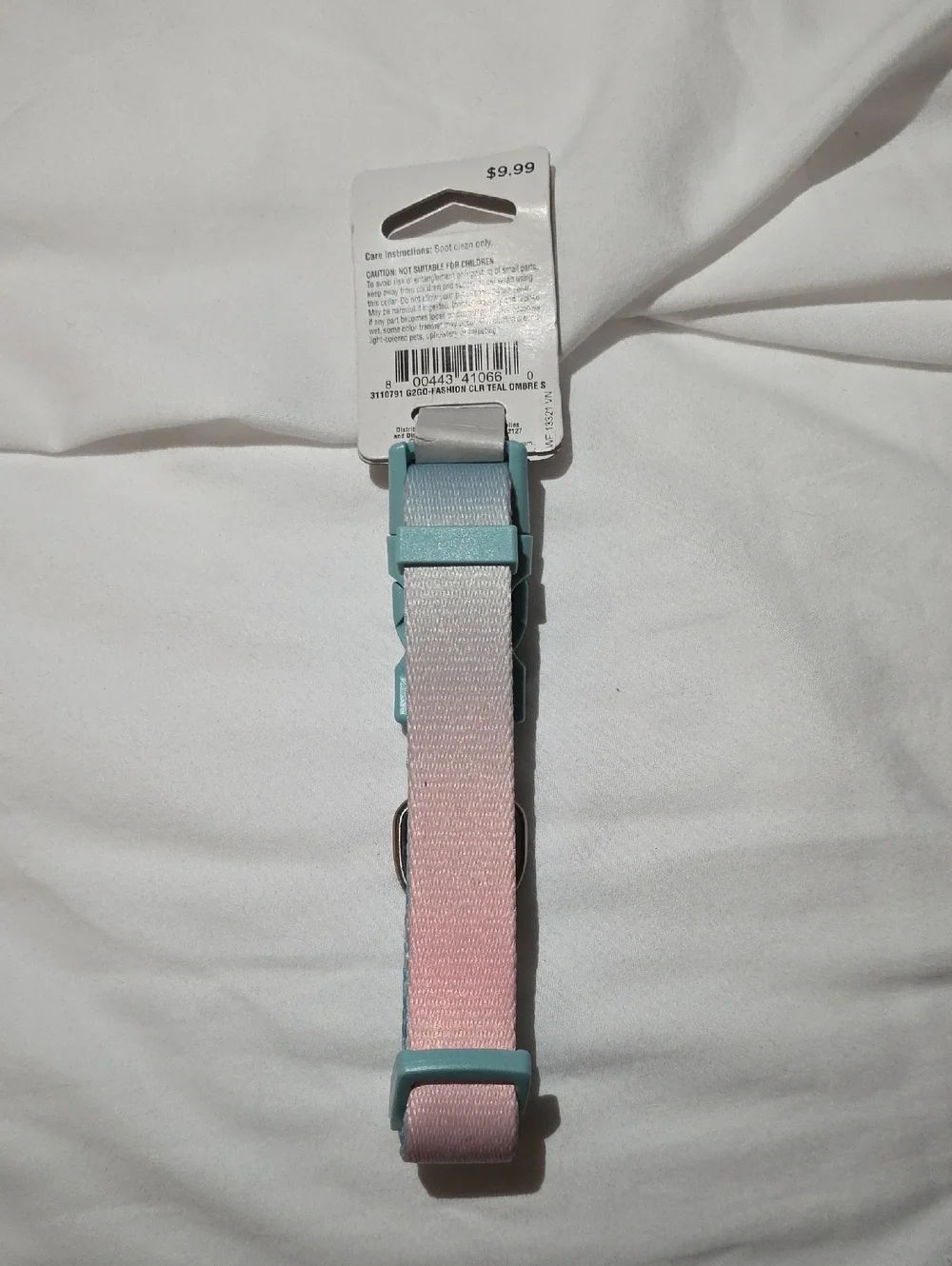 Good2Go Aqua Adjustable Dog Collar with Metal D-Ring Size Small 9-14 Inch